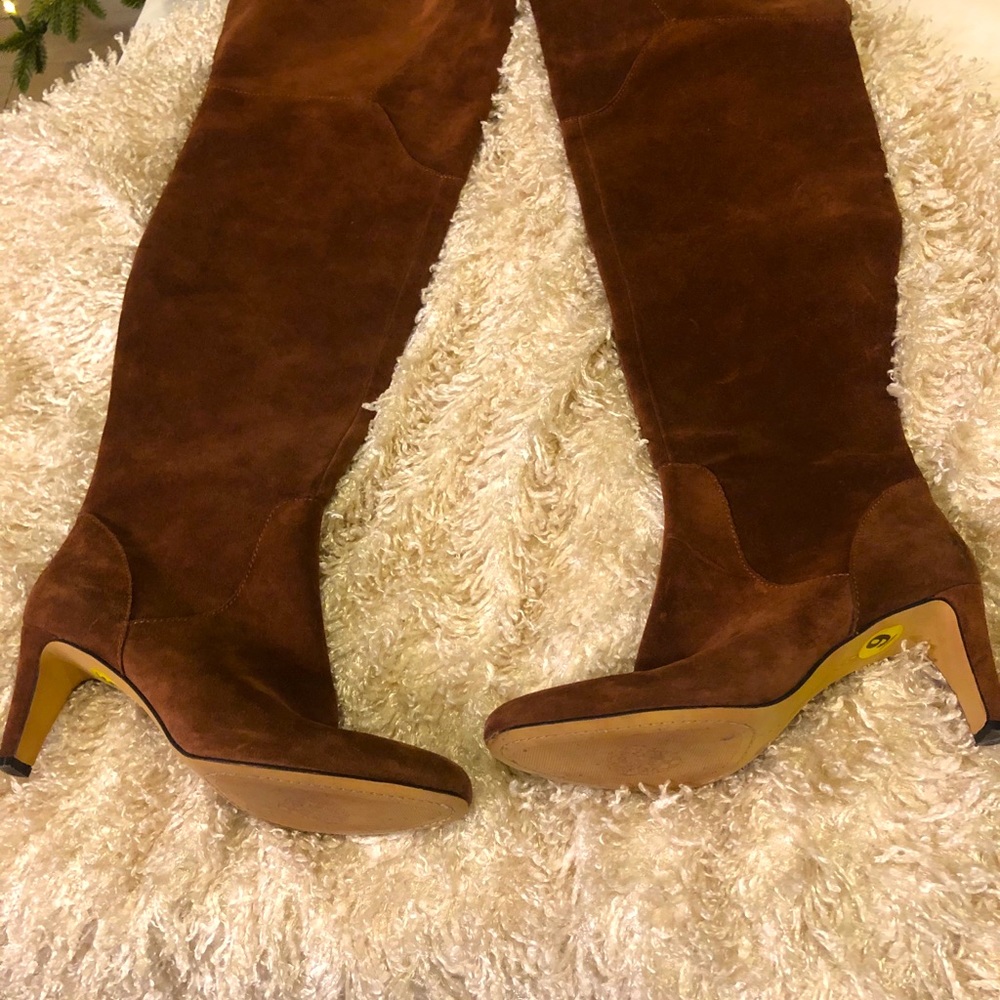 Vince Camuto Womens Corinne Brown Over Knee Boots